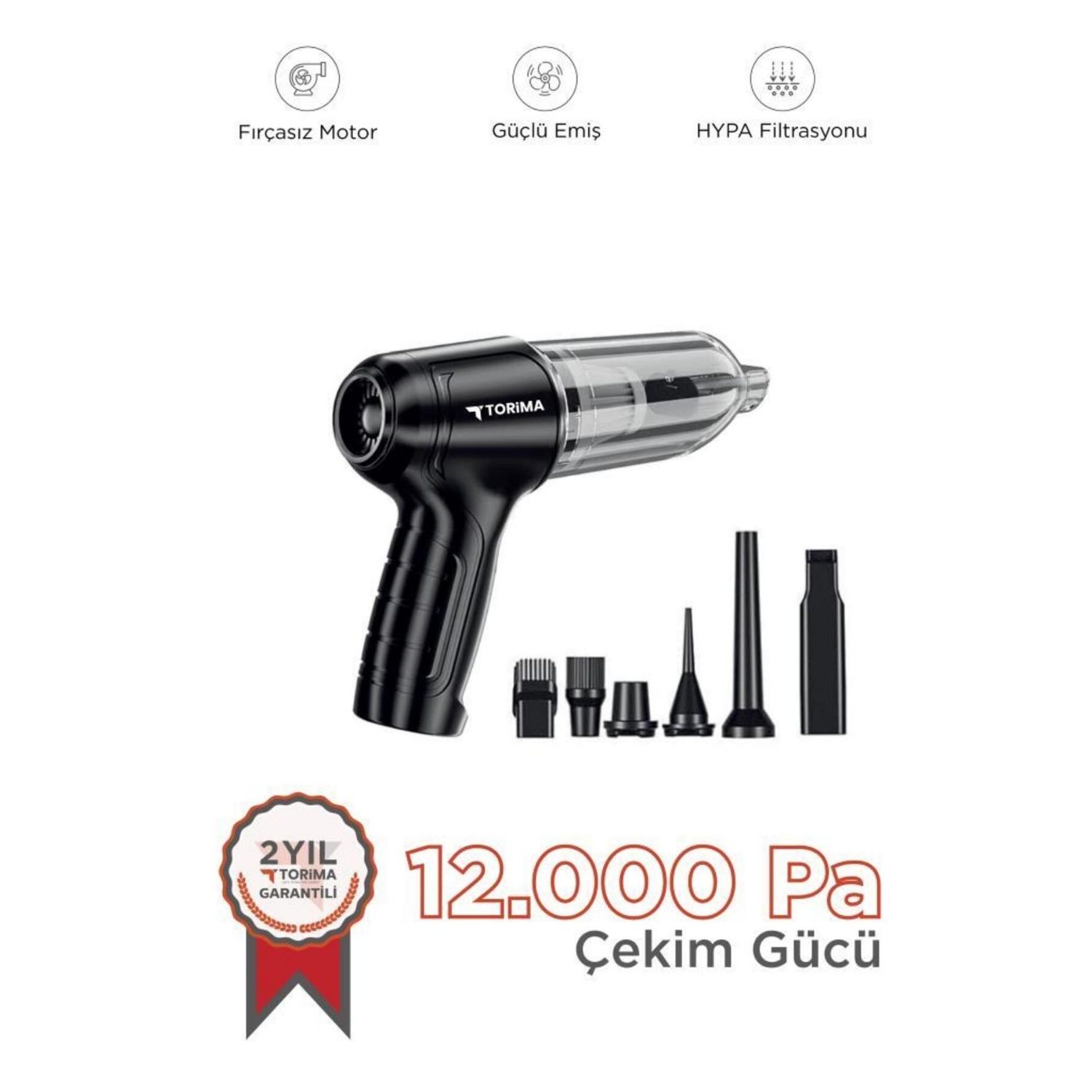 Torima 12.000 Pa Çekim Güçlü Çekme Üfleme Özellikli Mini El Süpürgesi